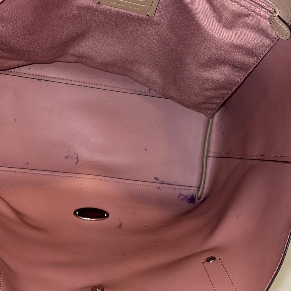 COACH Purse Bag Market Tote Polished Pebble Leather Turnlock Taupe Neutral - Picture 15 of 16